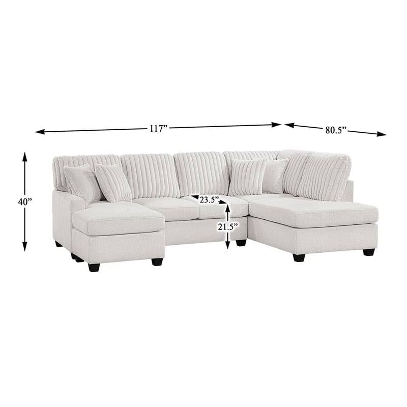 Lexicon Lawson Cheniille & Corduroy 2-Piece Sectional with Left Chaise in Taupe