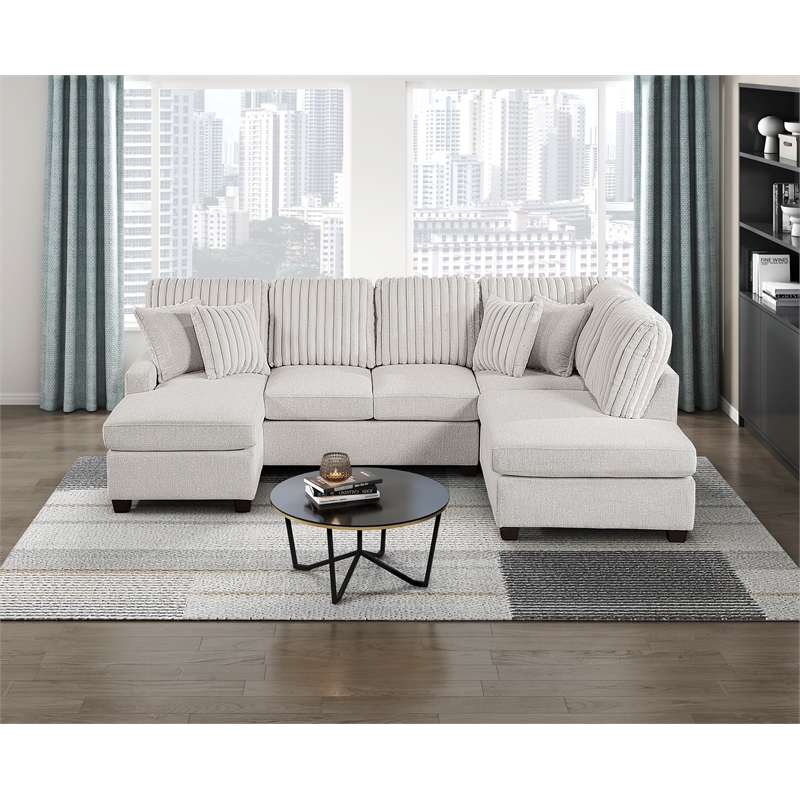 Lexicon Lawson Cheniille & Corduroy 2-Piece Sectional with Left Chaise in Taupe