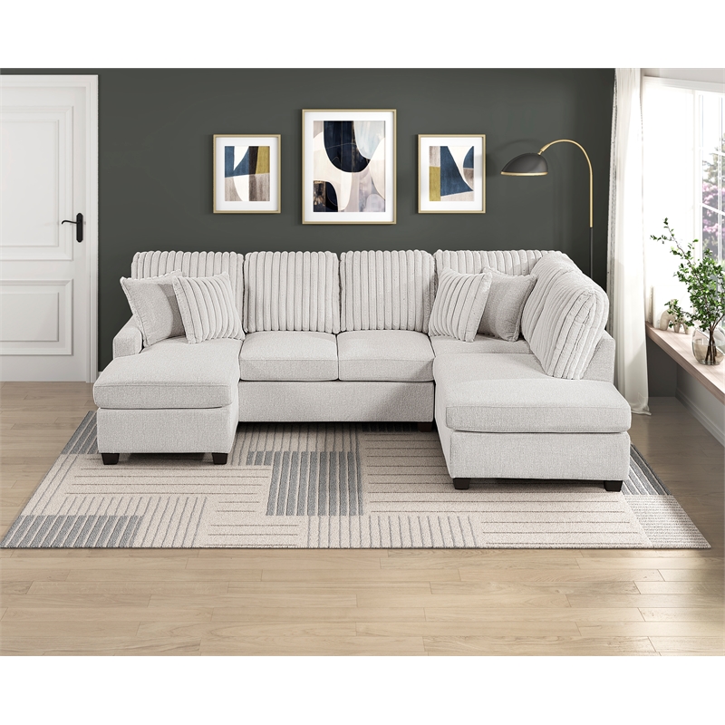 Lexicon Lawson Cheniille & Corduroy 2-Piece Sectional with Left Chaise in Taupe