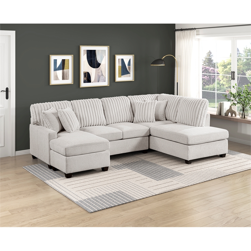 Lexicon Lawson Cheniille & Corduroy 2-Piece Sectional with Left Chaise in Taupe