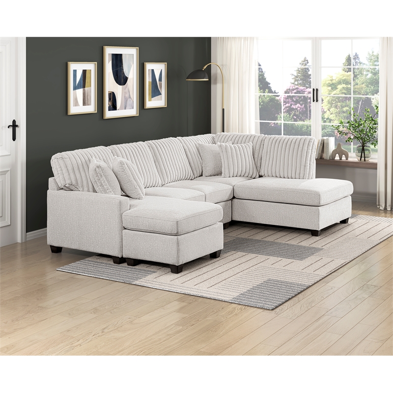 Lexicon Lawson Cheniille & Corduroy 2-Piece Sectional with Left Chaise in Taupe