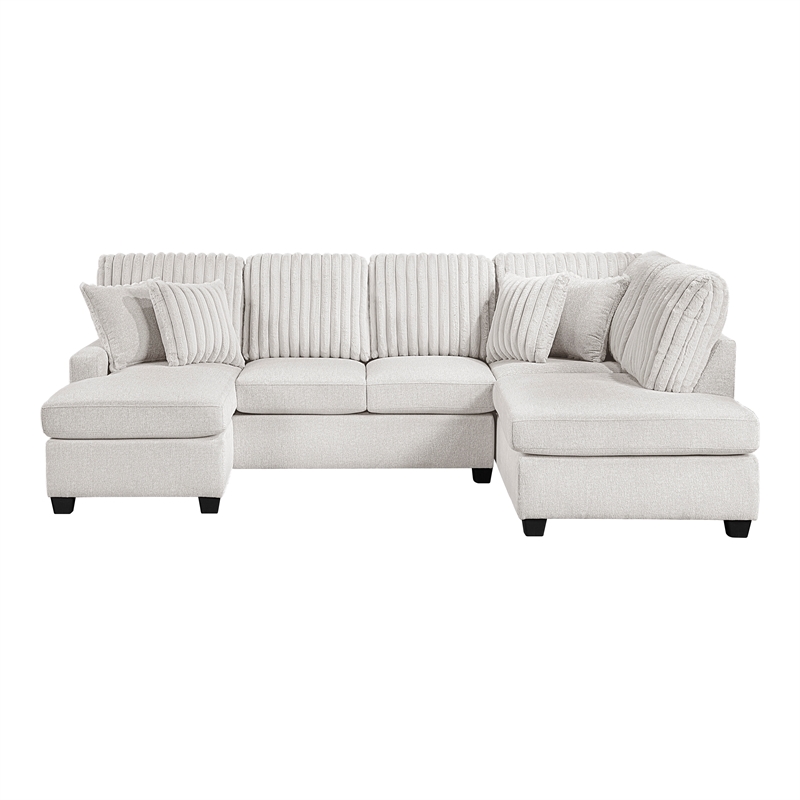 Lexicon Lawson Cheniille & Corduroy 2-Piece Sectional with Left Chaise in Taupe