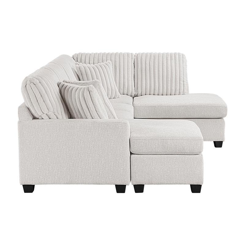 Lexicon Lawson Cheniille & Corduroy 2-Piece Sectional with Left Chaise in Taupe