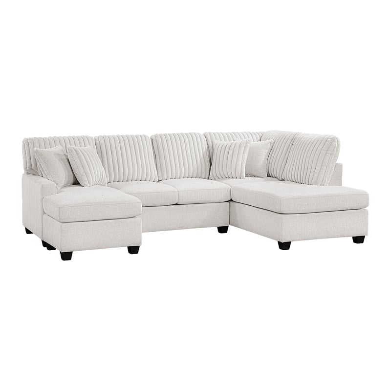 Lexicon Lawson Cheniille & Corduroy 2-Piece Sectional with Left Chaise in Taupe