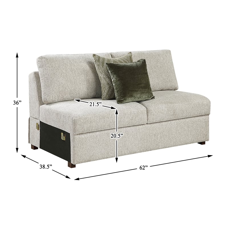 Lexicon Isla Microfiber Armless 2-Seater in Sage Sand