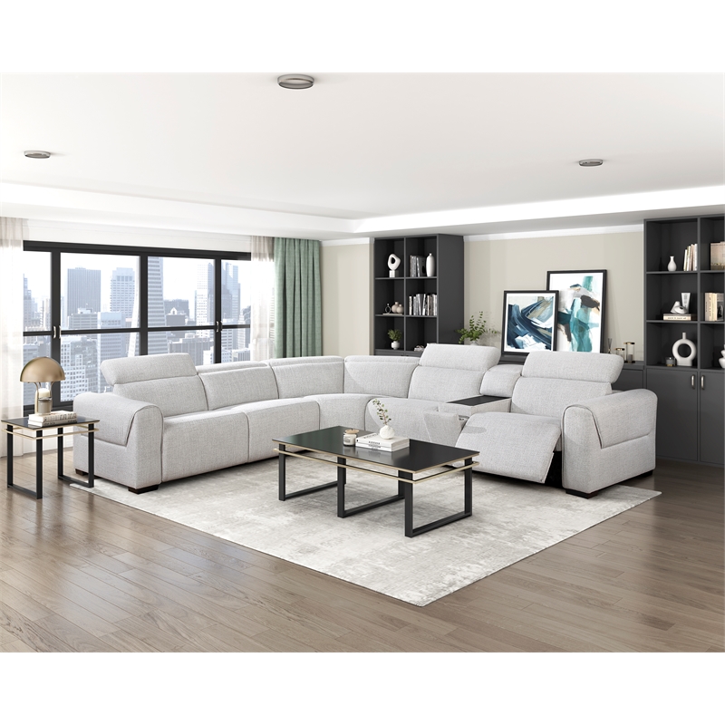 Lexicon McPherson Chenille 6-Piece Modular Power Reclining Sectional in Cloud