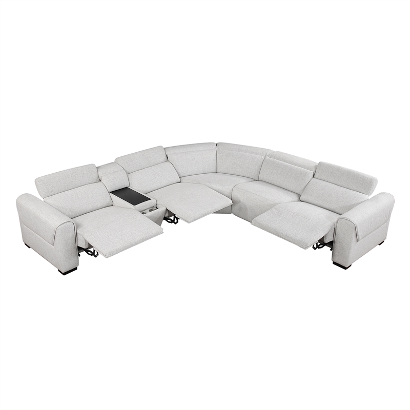 Lexicon McPherson Chenille 6-Piece Modular Power Reclining Sectional in Cloud