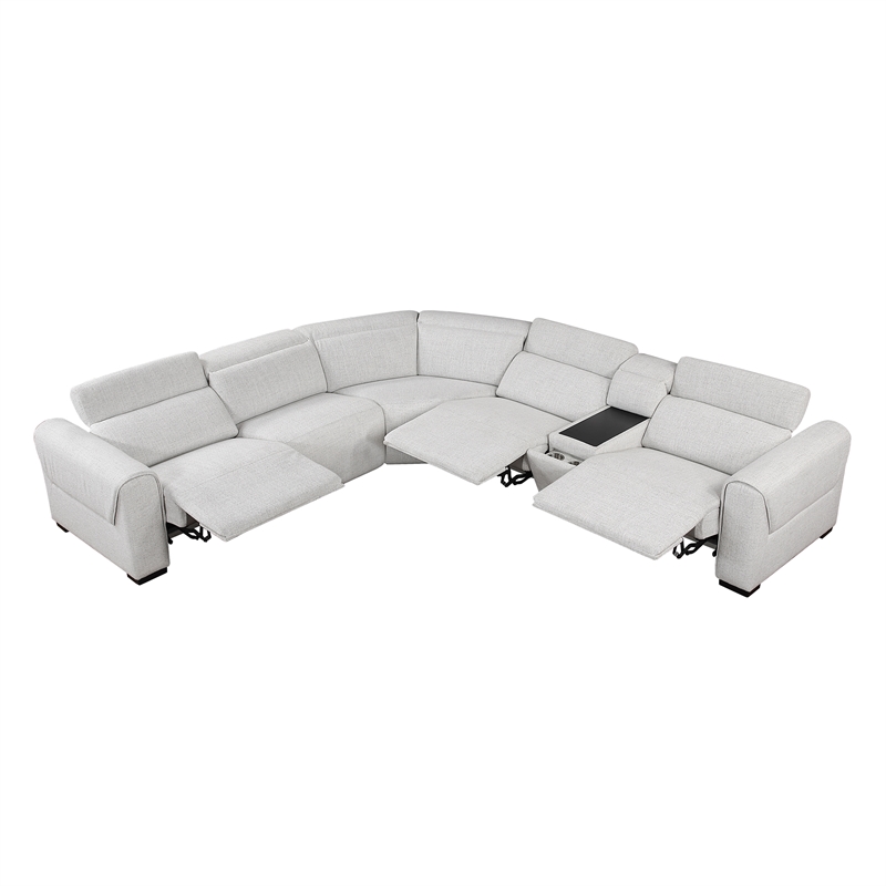 Lexicon McPherson Chenille 6-Piece Modular Power Reclining Sectional in Cloud