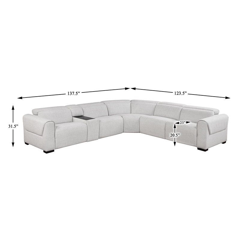 Lexicon McPherson Chenille 6-Piece Modular Power Reclining Sectional in Cloud