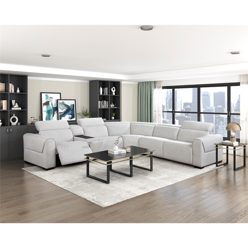 Lexicon McPherson Chenille 6-Piece Modular Power Reclining Sectional in Cloud