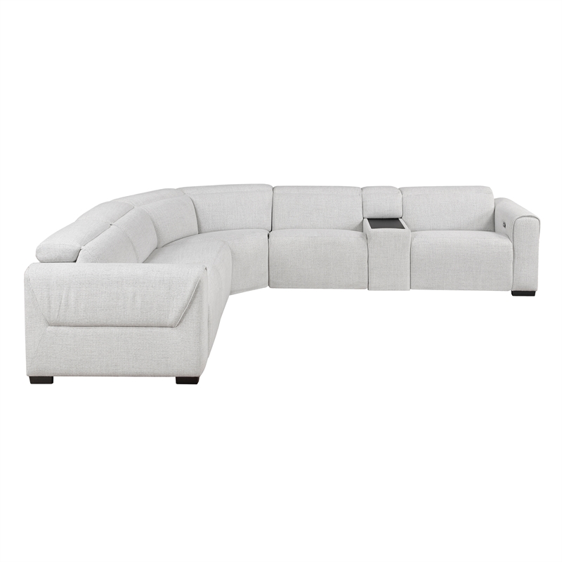 Lexicon McPherson Chenille 6-Piece Modular Power Reclining Sectional in Cloud