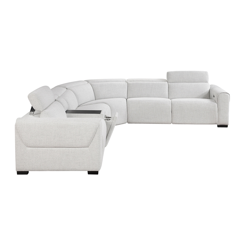 Lexicon McPherson Chenille 6-Piece Modular Power Reclining Sectional in Cloud