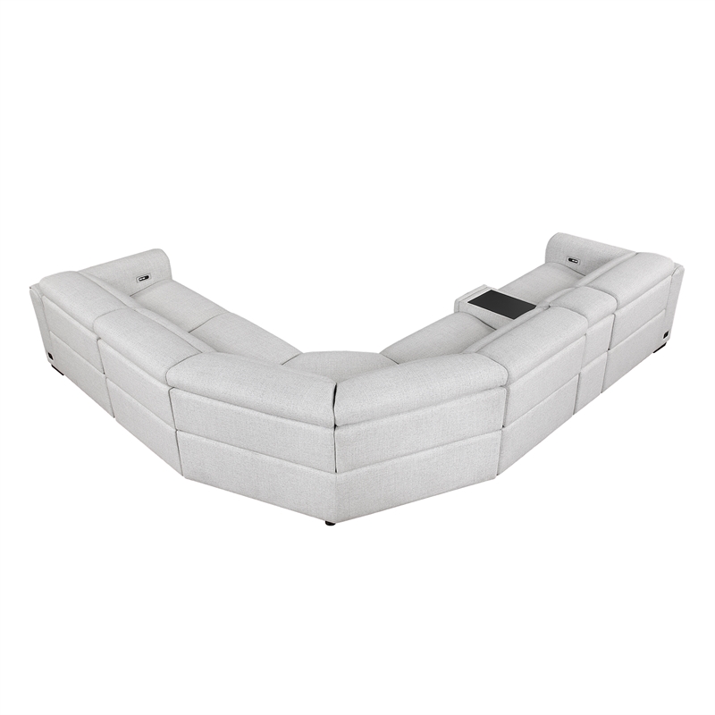 Lexicon McPherson Chenille 6-Piece Modular Power Reclining Sectional in Cloud