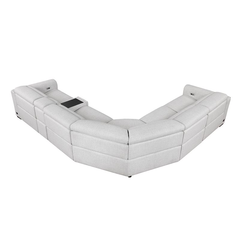 Lexicon McPherson Chenille 6-Piece Modular Power Reclining Sectional in Cloud