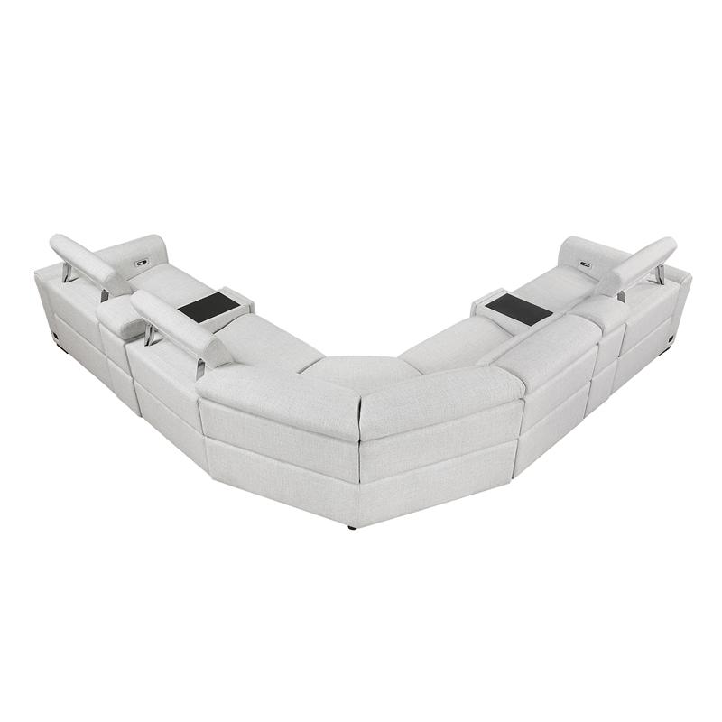 Lexicon McPherson Chenille 7-Piece Modular Power Reclining Sectional in Cloud