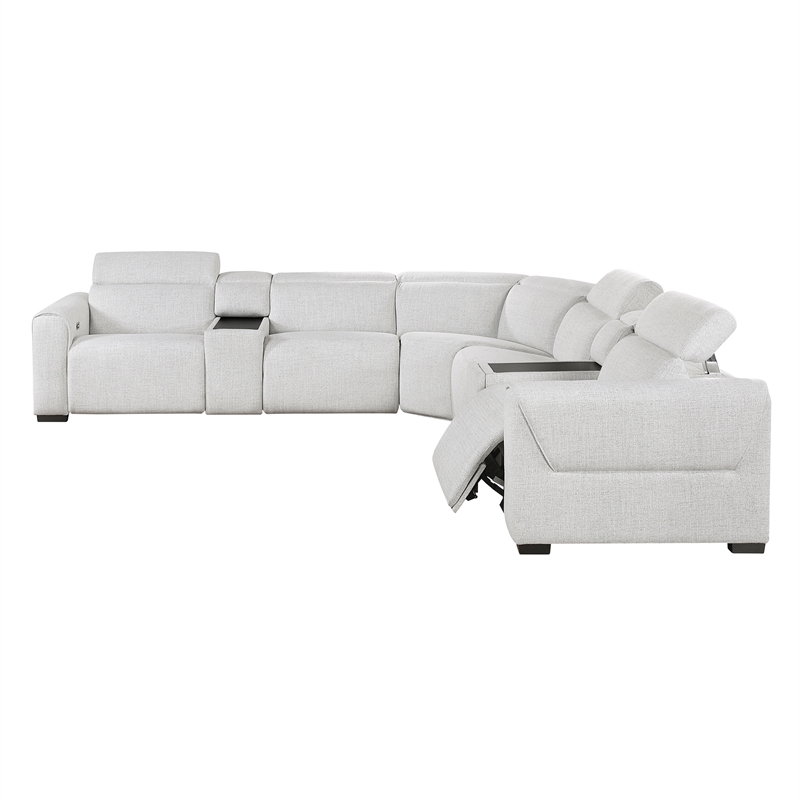 Lexicon McPherson Chenille 7-Piece Modular Power Reclining Sectional in Cloud