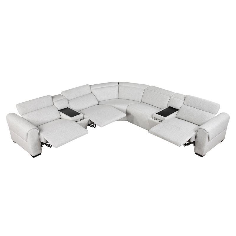 Lexicon McPherson Chenille 7-Piece Modular Power Reclining Sectional in Cloud