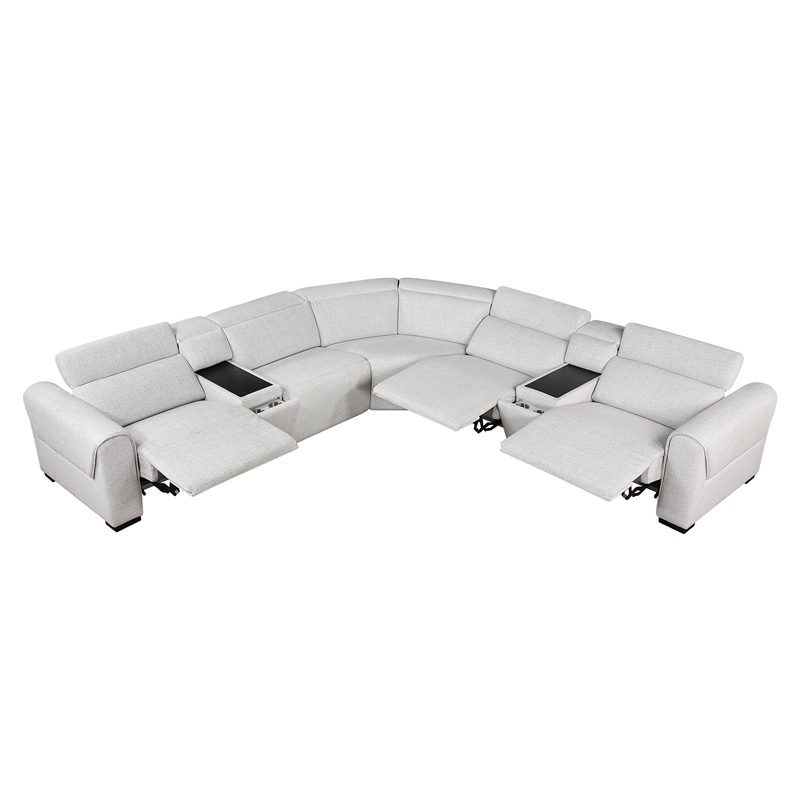 Lexicon McPherson Chenille 7-Piece Modular Power Reclining Sectional in Cloud