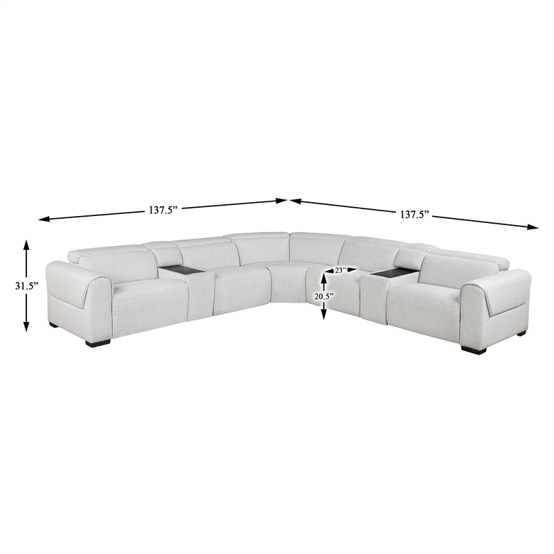 Lexicon McPherson Chenille 7-Piece Modular Power Reclining Sectional in Cloud