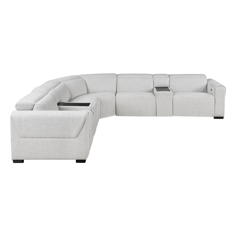 Lexicon McPherson Chenille 7-Piece Modular Power Reclining Sectional in Cloud