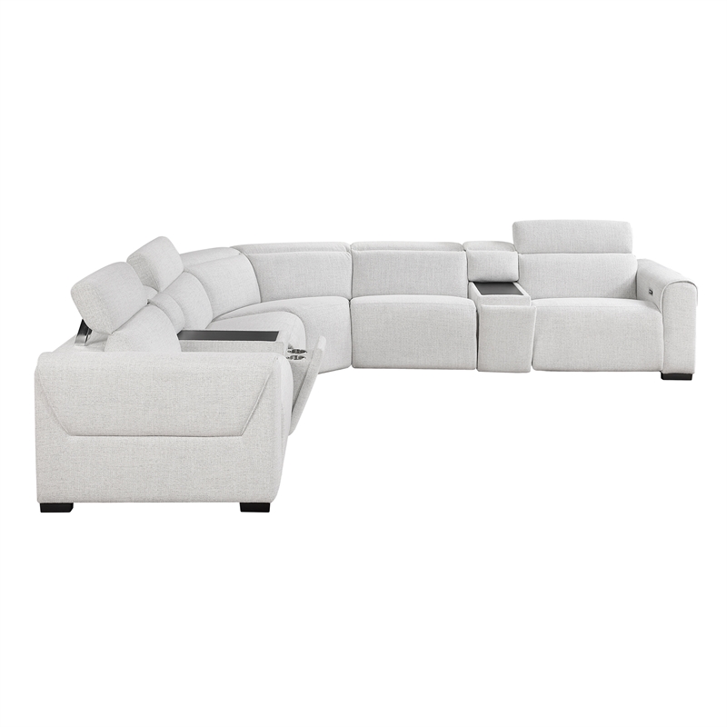Lexicon McPherson Chenille 7-Piece Modular Power Reclining Sectional in Cloud