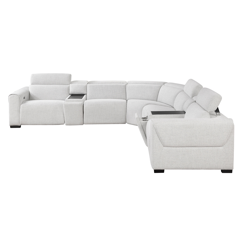 Lexicon McPherson Chenille 7-Piece Modular Power Reclining Sectional in Cloud