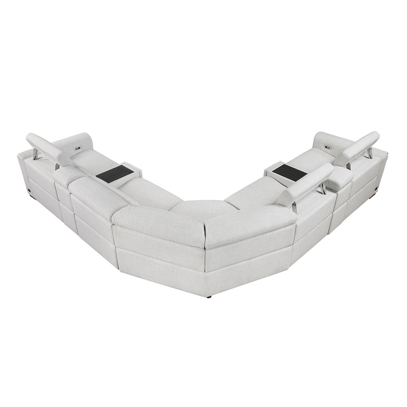 Lexicon McPherson Chenille 7-Piece Modular Power Reclining Sectional in Cloud
