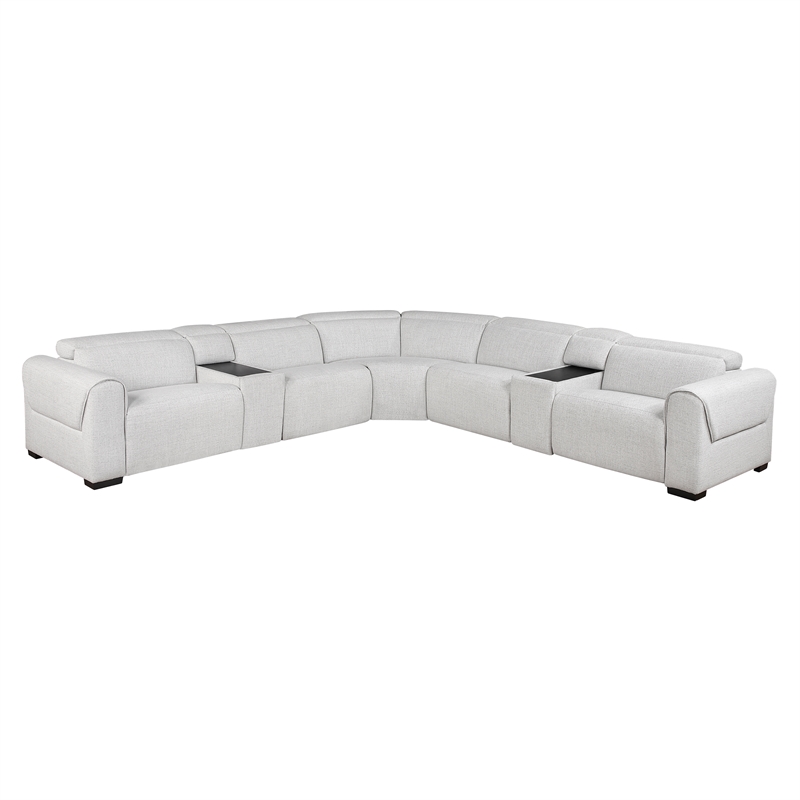 Lexicon McPherson Chenille 7-Piece Modular Power Reclining Sectional in Cloud