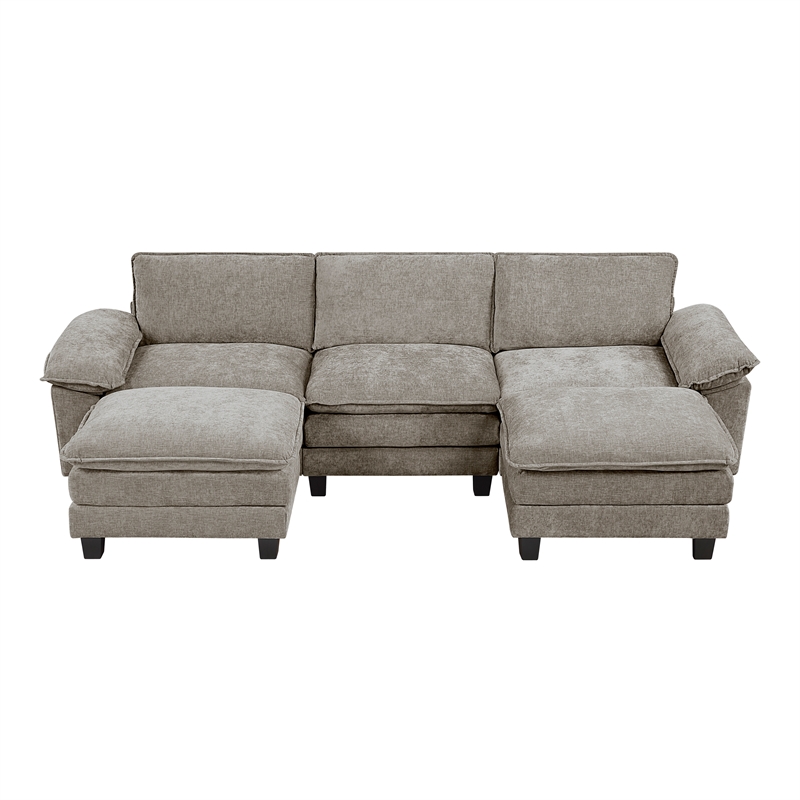 Lexicon Dublin Chenille 5-Piece Modular Sectional with Ottoman in Dark Pewter