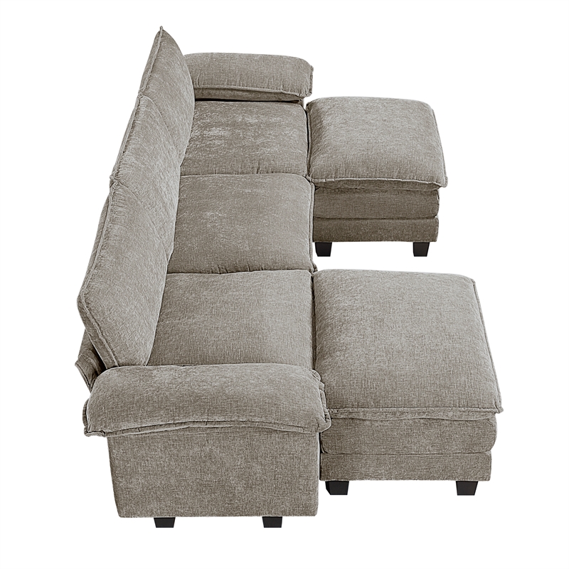 Lexicon Dublin Chenille 5-Piece Modular Sectional with Ottoman in Dark Pewter