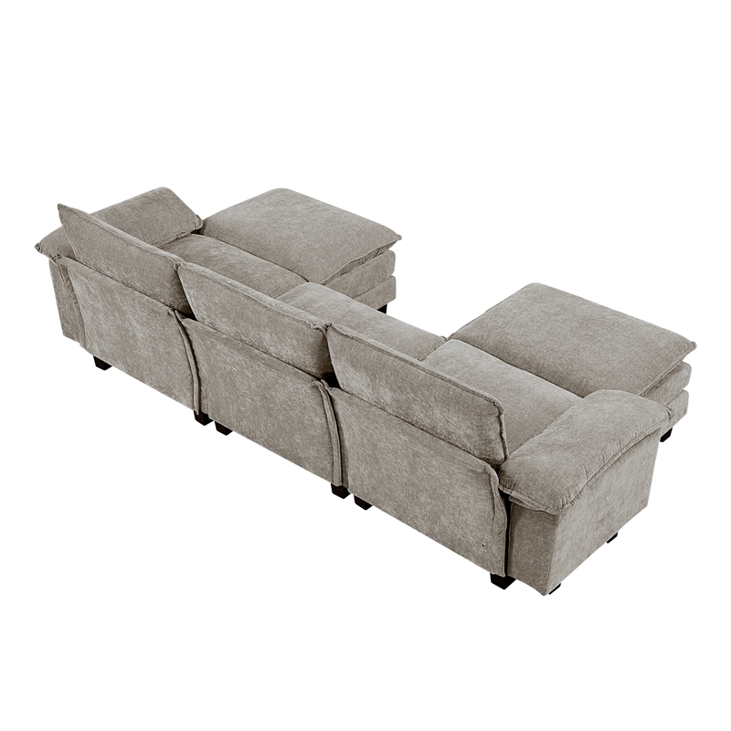 Lexicon Dublin Chenille 5-Piece Modular Sectional with Ottoman in Dark Pewter