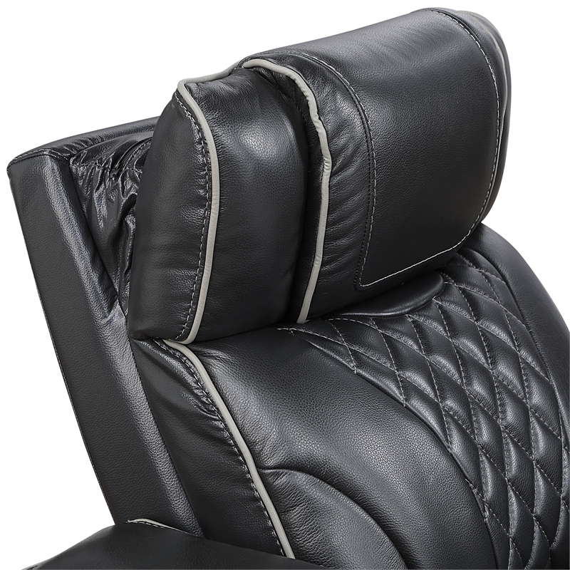 Lexicon Apex Leather Pwr Double Reclining Love Seat with Center Console in Black