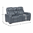 Lexicon Apex Leather Pwr Double Reclining Love Seat with Center Console in Blue