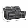 Lexicon Kellen Microfiber Dbl Rclng Love Seat with Center Console in Smoky Gray