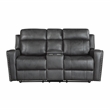 Lexicon Kellen Microfiber Dbl Rclng Love Seat with Center Console in Smoky Gray
