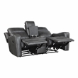 Lexicon Kellen Microfiber Dbl Rclng Love Seat with Center Console in Smoky Gray