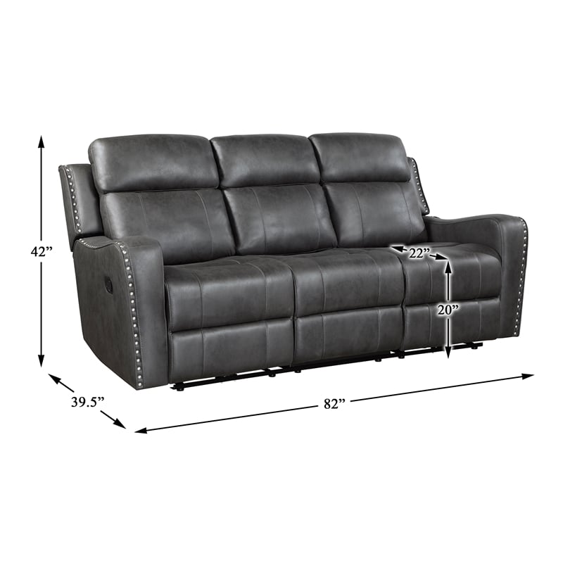 Lexicon Kellen Microfiber 2pc Set-Sofa & Loveseat in Smoky Gray