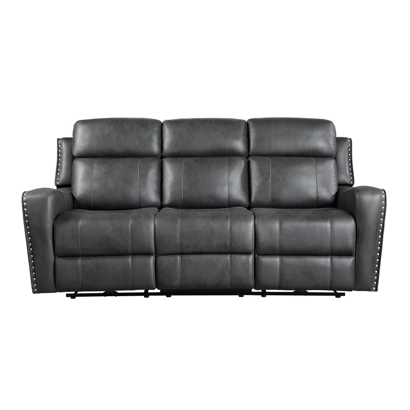 Lexicon Kellen Microfiber 2pc Set-Sofa & Loveseat in Smoky Gray