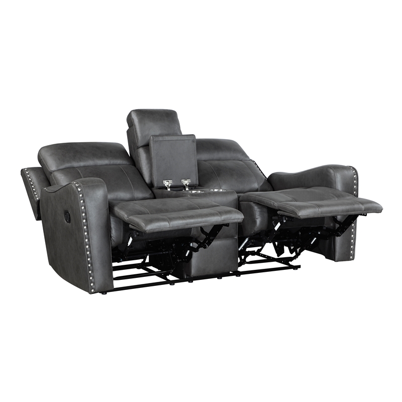Lexicon Kellen Microfiber 2pc Set-Sofa & Loveseat in Smoky Gray