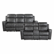Lexicon Kellen Microfiber 2pc Set-Sofa & Loveseat in Smoky Gray