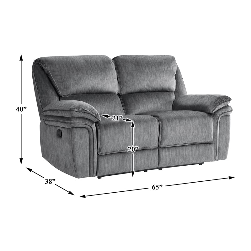 Lexicon Muirfield Microfiber 3pc Set-Sofa & Loveseat & Chair in Gray