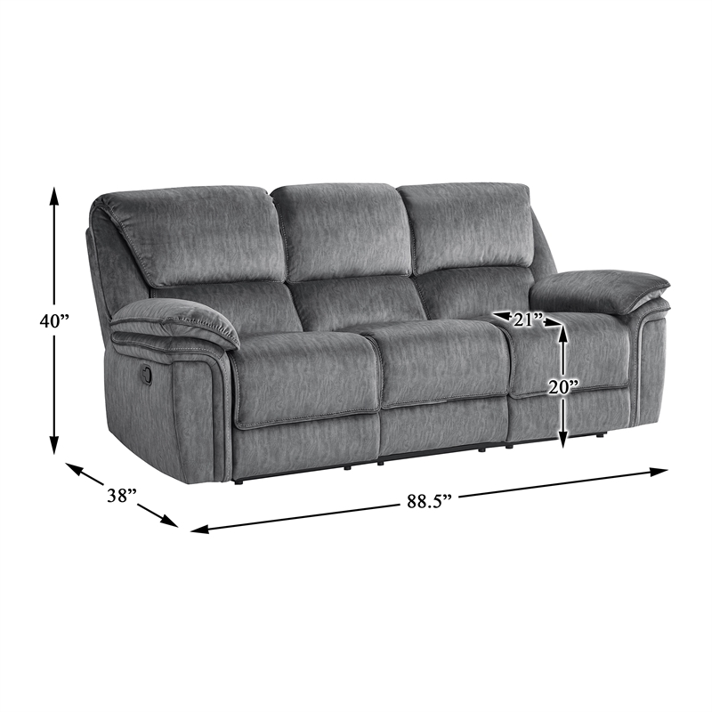 Lexicon Muirfield Microfiber 3pc Set-Sofa & Loveseat & Chair in Gray