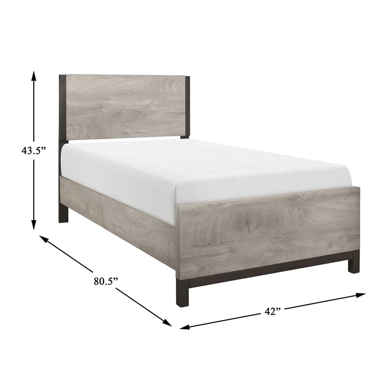 Lexicon Zephyr Rubber Wood Twin Bed in Light Gray
