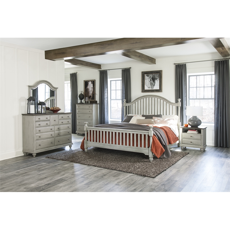 Lexicon Mossbrook Pine Nightstand in 2-Tone Finish-Dark Brown and Light Gray