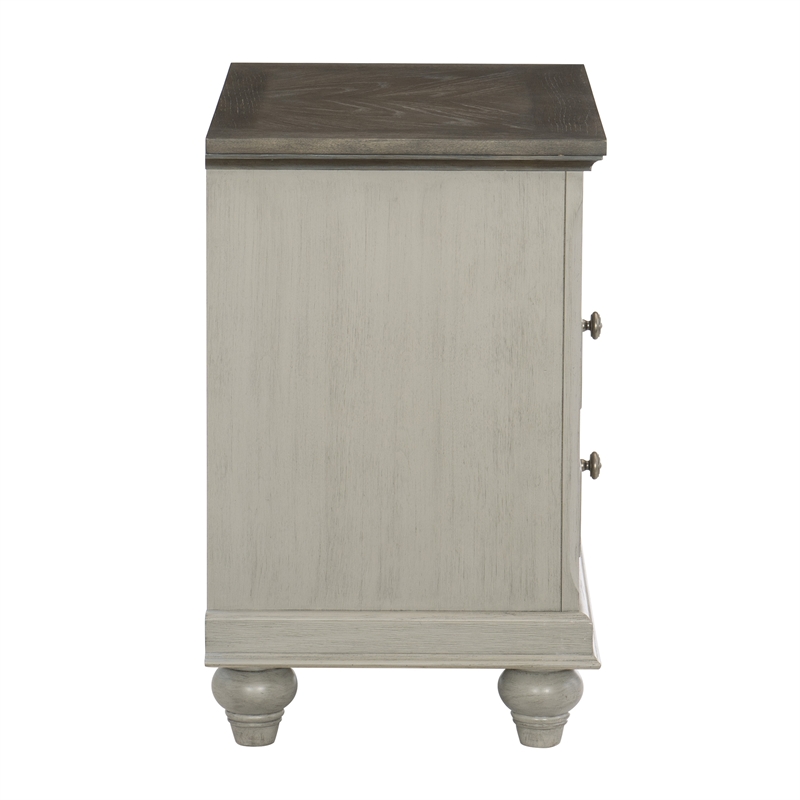Lexicon Mossbrook Pine Nightstand in 2-Tone Finish-Dark Brown and Light Gray