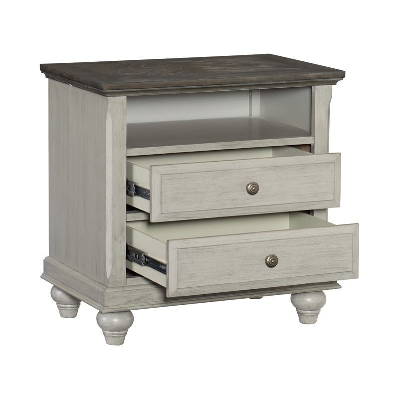Lexicon Mossbrook Pine Nightstand in 2-Tone Finish-Dark Brown and Light Gray