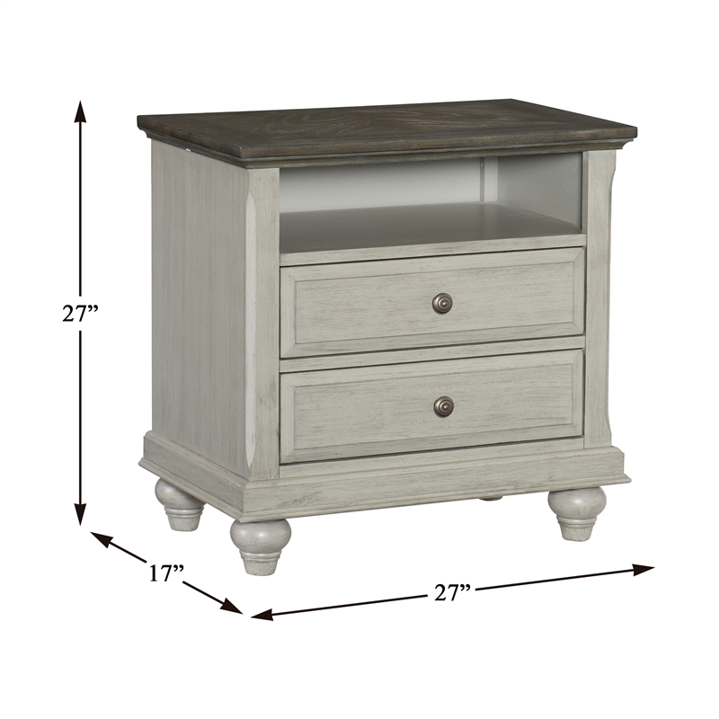 Lexicon Mossbrook Pine Nightstand in 2-Tone Finish-Dark Brown and Light Gray