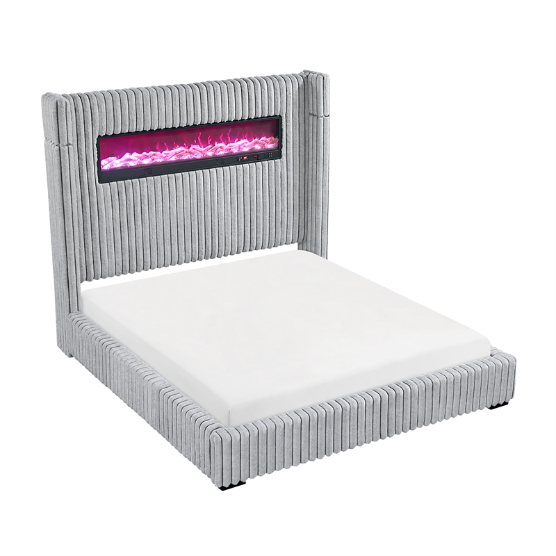 Lexicon Fitzroy Corduroy Eastern King Bed in Gray