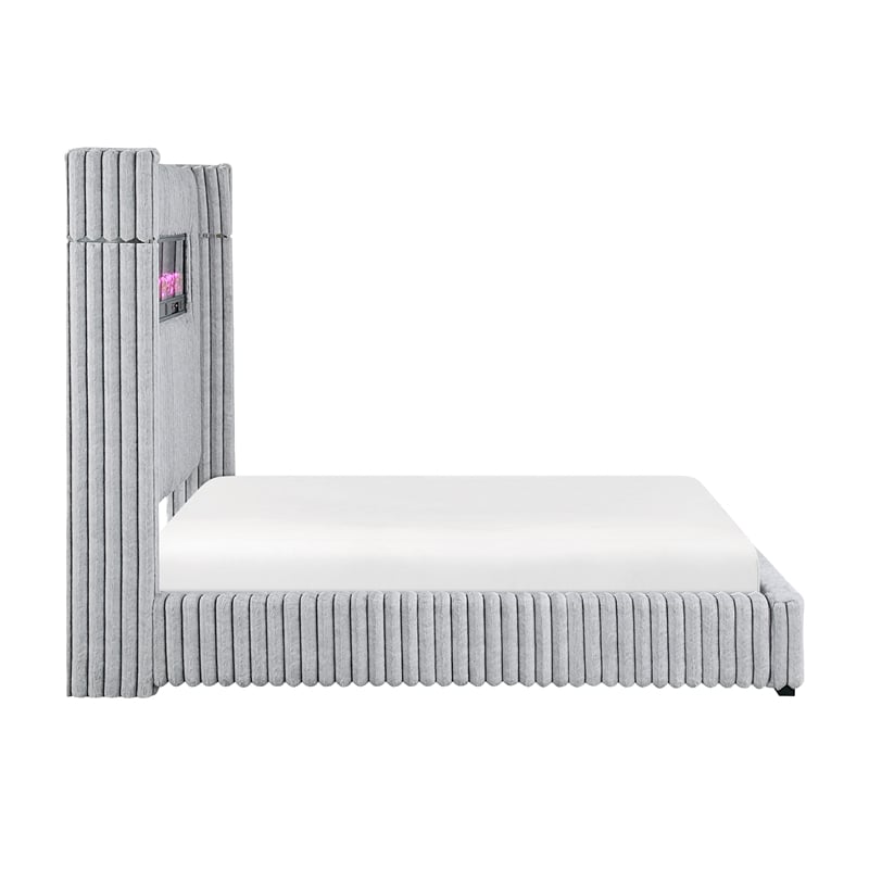 Lexicon Fitzroy Corduroy Eastern King Bed in Gray