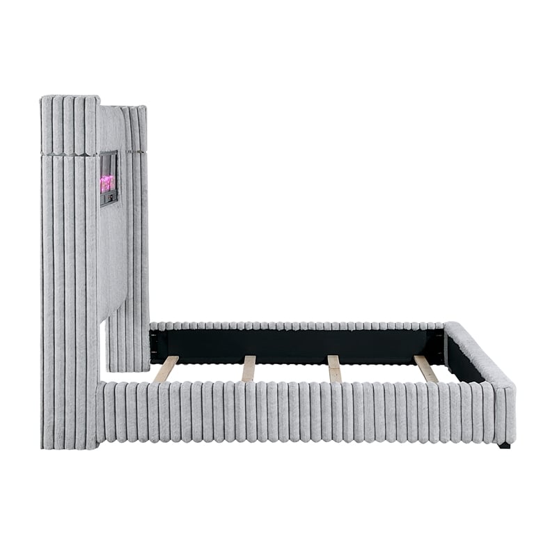 Lexicon Fitzroy Corduroy Eastern King Bed in Gray